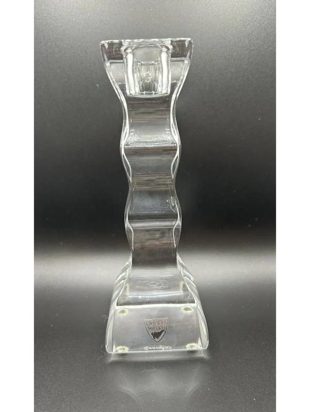 Orrefors Crystal Candle Holder and Black Candle Stick (1 Count)